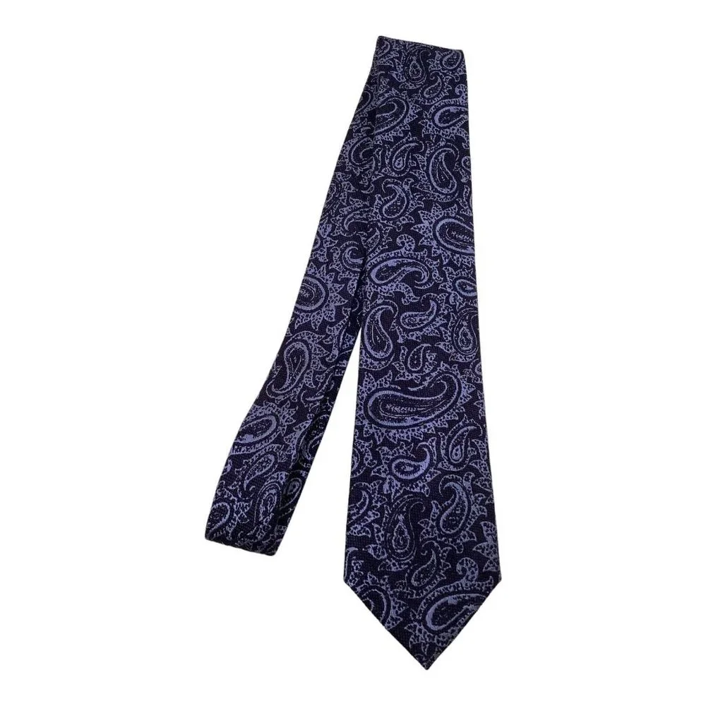 THE MEN'S STORE BLOOMINGDALE'S Blue Purple Paisley Silk Blend Tie 59